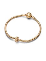 PANDORA Charm Pendant 762716C00 Clip with studded pattern, gold-plated, fashionable jewelry accessory