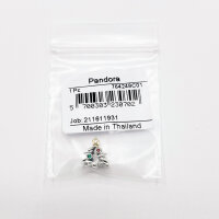 Pandora Christmas tree charm pendant with red and green crystals, silver, festive jewelry pendant