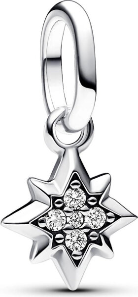 PANDORA Charm-Anhänger Mini Stern aus Silber, funkelnd, filigranes Design