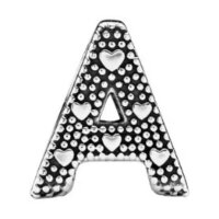 PANDORA Charm Pendant Letter A with Heart Details in Silver, Delicate Design, Personalized Jewelry