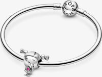 Pandora Charm Anhänger Mädchen mit Zöpfen aus Silber, filigranes Design, detailreich, für Armbänder geeignet