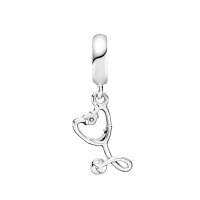 PANDORA Charm Pendant Stethoscope Heart in Silver, Medical Design, Delicate and Elegant