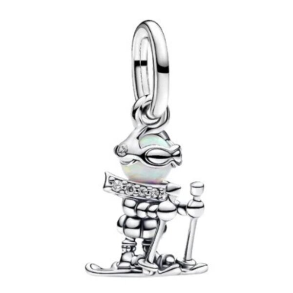 PANDORA Charm Pendant Skier in Silver – delicate winter sports motif, high-quality piece of jewelry