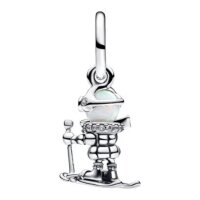 PANDORA Charm Pendant Skier in Silver – delicate winter sports motif, high-quality piece of jewelry