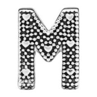 PANDORA Charm Pendant Letter M with Heart Details in Silver, Elegant Jewelry for Bracelets