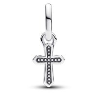 Pandora Charm Pendant Sparkling Cross in Silver, elegant jewelry pendant with glittering details
