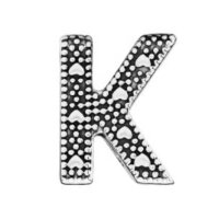 PANDORA Charm Pendant Letter K with Heart Details in Silver, Elegant Jewelry for Bracelets
