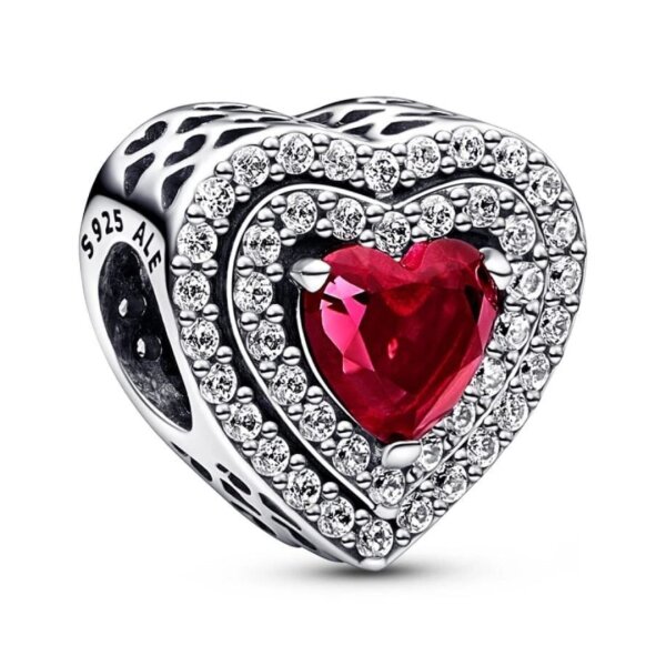 Pandora Charm-Anhänger 925 Silber Funkelndes Rotes Herz Schmuckanhänger Valentinstag Geschenk