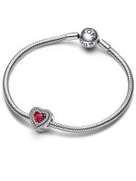 Pandora Charm-Anhänger 925 Silber Funkelndes Rotes Herz Schmuckanhänger Valentinstag Geschenk