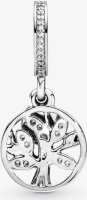 PANDORA Charm-Anhänger Familien Stammbaum aus Silber und Gold, eleganter Schmuck für besondere Anlässe