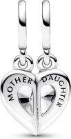 Pandora Charm Anhänger 799193C01 Funkelndes teilbares Herz Mutter & Tochter Silber