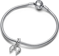 Pandora Charm Anhänger 799193C01 Funkelndes teilbares Herz Mutter & Tochter Silber