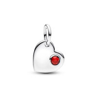 PANDORA Charm Pendant Heart-Shaped January Birthstone...