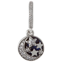 PANDORA Charm-Anhänger Vintage Nachthimmel aus Silber mit blauem Design