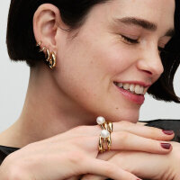 Pandora Womens Hinged Hoop Earrings 16 mm, Gold, Elegant Earrings