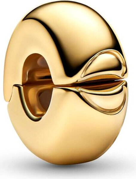 Pandora Clip-Charm rund aus Gold, eleganter Schmuckanhänger für Armbänder