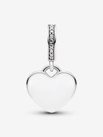 Pandora Romeo & Juliet charm pendant, silver with pink and green details, for engraving