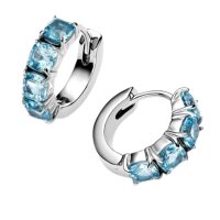 Pandora womens hoop earrings, light blue and silver,...