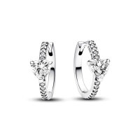 PANDORA hoop earrings in silver with a sparkling heart...