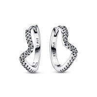Pandora Sparkling Wave Hoop Earrings in Silver, elegant...