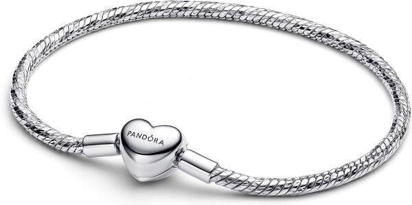 Pandora Armband 18cm Schlangenband Silber mit Herz Anhänger Schmuck Accessoire