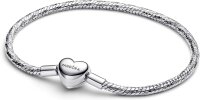 Pandora bracelet 18cm snake chain silver with heart...