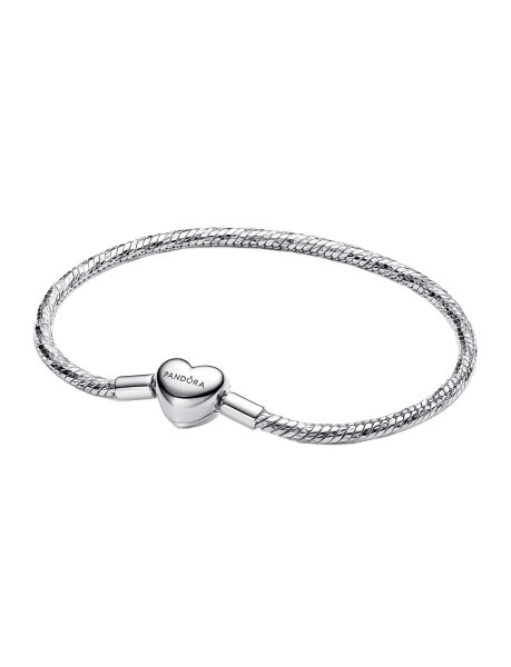 Pandora Silber Armband 17cm Schlangenband mit Herz Anhänger Schmuckstück elegant