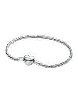 Pandora silver bracelet, 17cm snake chain with heart...