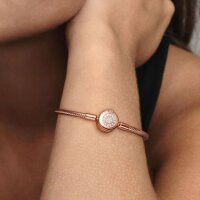 Pandora Armband 18cm, Schlangenarmband mit Kronenverschluss, funkelnd, rosegoldfarben, eleganter Schmuck