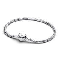 PANDORA Snake Chain Bracelet 16cm Silver with Heart Clasp...