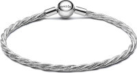 Pandora link bracelet 21cm, twisted round clasp, silver,...