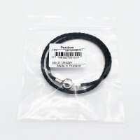 Pandora leather bracelet 35cm, double wrap, black-silver, fashion accessory