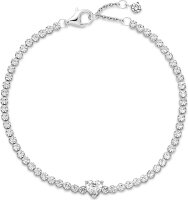 Pandora bracelet 18cm, silver, heart pavé tennis design with sparkling heart motif in the center