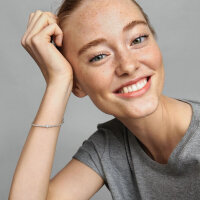 Pandora bracelet 18cm, silver, heart pavé tennis design with sparkling heart motif in the center