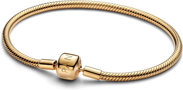 PANDORA Moments Schlangen-Gliederarmband 18cm, Gold, Kugelverschluss, elegantes Schmuckstück