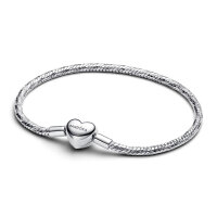 Pandora bracelet 19 cm, silver snake chain with heart...