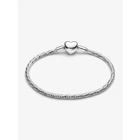 Pandora bracelet 19 cm, silver snake chain with heart...