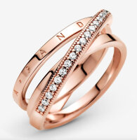 Pandora Triple Ring Crossover Pave Rose Gold, Ring Size...