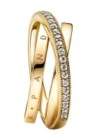 Pandora Crossover Pave Triple Ring, Gold, Ring Size 50, elegant design, sparkling details