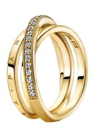 Pandora Triple Ring Crossover Pave, Gold, Ring Size 60,...