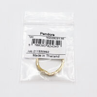 Pandora Ring Größe 56, Wellenring mit funkelnden Details, Goldfarben, eleganter Schmuck