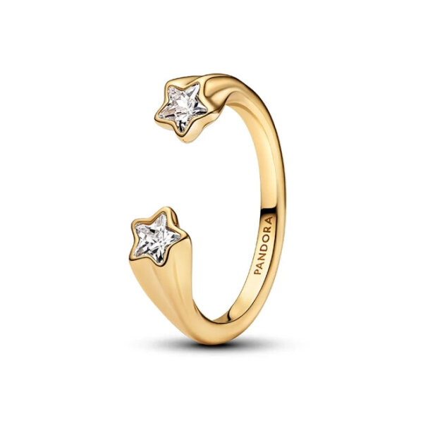 Pandora Offener Ring Größe 52 mit Sternschnuppen-Motiv, Goldfarben, elegantes Design