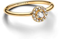 Pandora Timeless Round Pave Halo Ring Größe 54, Gold, eleganter Schmuck, funkelnde Zirkonia