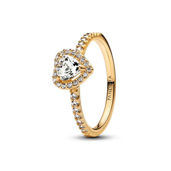 Pandora Ring Größe 54, 14K vergoldet, erhabenes Herzdesign, eleganter Goldschmuck
