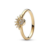 PANDORA ring size 48, sunburst ring with sparkling...