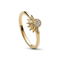 PANDORA Ring Größe 48, Sonnenring mit funkelndem Design, goldfarben, eleganter Schmuck