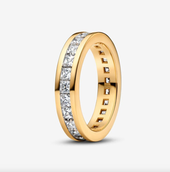 Pandora Eternity Channel Ring Größe 54, Gold, eleganter Damenring mit durchgehendem Steinbesatz