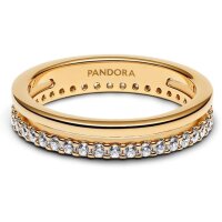 PANDORA Double Band Ring Size 50, elegant gold ring,...