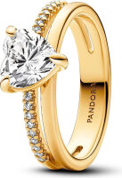 Pandora double band heart ring, size 54, elegant gold...