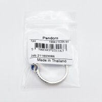 Pandora Ring Größe 60, Herzring mit erhabenem Muster, Silber und Blau, funkelndes Design